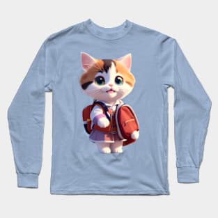 Kitten's first day of school Long Sleeve T-Shirt